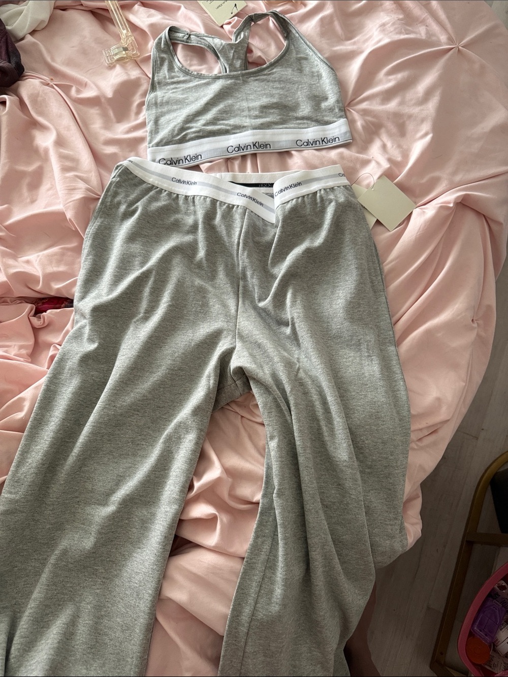 Calvin Klein Grey Bralette and Lounge Pants Set